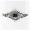 Image 1 : Antique Edwardian 18k Gold Platinum Black Onyx & Rose Cut Diamond Belly Bracelet