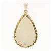 Image 3 : Vintage Large Textured 14k Gold .35 ctw Round Red Garnet Puffed Tear Drop Pendan