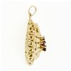 Image 5 : Vintage Large Textured 14k Gold .35 ctw Round Red Garnet Puffed Tear Drop Pendan