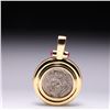 Image 2 : 18K Yellow Gold Pendant With Rubies & Ancient Silver Greek Coin