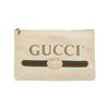 Image 1 : Gucci Beige Leather Logo Print Clutch