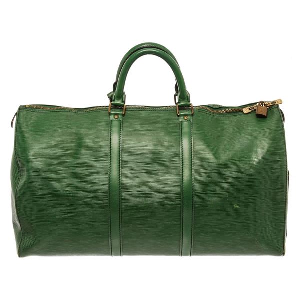 Louis Vuitton Keepall 50 Boston Bag Green Epi Leather