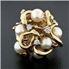Image 2 : Vintage 14k Yellow Gold 0.15 ctw Round Diamond & 6mm Pink Pearl Statement Ring