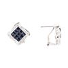 Image 2 : 2.21 ctw Sapphire And Diamond Earrings - 14KT White Gold