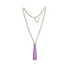 Image 1 : Leather Tassel Chain Necklace - Gold Plated