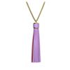 Image 2 : Leather Tassel Chain Necklace - Gold Plated