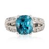 Image 1 : 7.09 ctw Blue Zircon and 0.30 ctw Diamond 14K White Gold Ring