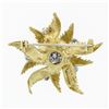 Image 3 : Vintage 18k Yellow Gold 0.50 ctw Sapphire Textured Grooved Swirl Flower Brooch P