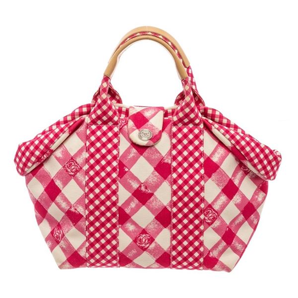 Chanel Cruise Line Tote Pink/White Canvas