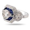Image 2 : 1.16 ctw Diamond and 0.70 ctw Blue Sapphire 18K White Gold Ring (1.76 ctw Diamon