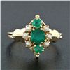 Image 2 : Antique Victorian 14k Gold 0.42 ctw Round Emerald 1.7mm Pearl Petite Cluster Rin