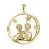 Image 2 : Vintage 14K Gold 0.18 ctw Diamond Angel Gemini Zodiac Sign Large 3D Charm Pendan