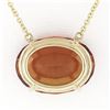 Image 6 : NEW 14k Yellow Gold GIA 15.85 ctw Lab Grown Oval Orange Sapphire Pendant Necklac