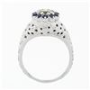 Image 8 : Vintage 18k White Gold 1.09 ctw Diamond Solitaire Sapphire Halo W/ Milgrain Ring