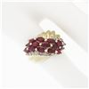 Image 3 : Vintage 14k Yellow Gold 3.32 ctw Marquise Blood Red Ruby Round Diamond Band Ring