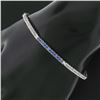 Image 7 : 18K Blackened White Gold 7" 1.44 ctw Round Sapphire & Diamond Line Tennis Bracel