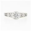 Image 4 : Parade 18k White Gold Bezel Set .87 ctw Diamond Solitaire Milgrain Open Work Rin