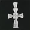 Image 2 : LARGE Men's 14k White Gold 10.75 ctw Princess Round Diamond Cross Heavy Pendant