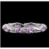 Image 2 : Crayola 17.00 ctw Pink Amethyst and White Sapphire Bracelet - .925 Silver