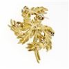 Image 4 : Vintage 18K Yellow Gold 0.65 ctw Diamond Detailed Textured Leaf Flower Brooch Pi