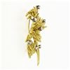 Image 6 : Vintage 18K Yellow Gold 0.65 ctw Diamond Detailed Textured Leaf Flower Brooch Pi