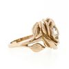 Image 5 : New Handmade 18k Pink Gold 0.72 ctw Round Diamond Rose Flower & Engraved Leaf Ri