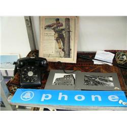 Antique Phone and an Original Bell System Phone Glass Sign and 3 Photographs regarding Phones (18)
