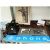 Image 1 : Antique Phone and an Original Bell System Phone Glass Sign and 3 Photographs regarding Phones (18)