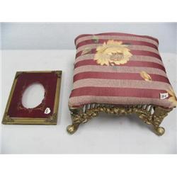 beautiful old picture frame, ornate metal foot stool (16)