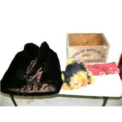 wood 7-up ox with fake fur stole and TY dog (16)