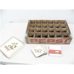 Pepsi-Cola crate, set of coasters with roses on them c. 1950 (16)