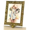 Image 1 : little Victorian girl with a doll and dog in ornate brass frame (16)