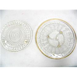 lot of 2 pressed glass cake plates (16)