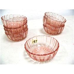 group of 8 depression pink glass bowls (16)