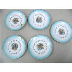 lot of 5 hand painted plates from Bavaria with Louis XV style man and woman (16)
