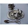 Image 1 : silver plated child's tea set, sugar bowl, pair of tongs (16)