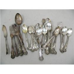 ornate lot of forks and spoons, Roger's and Co. silver plate (16)
