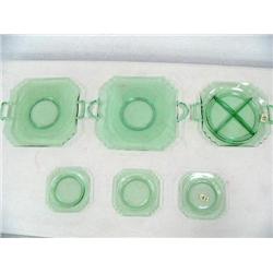 6 green depression glass (16)