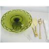 Image 1 : green cake plate, gold cake servers (16)