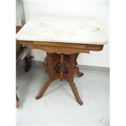 marble top east lake walnut lamp table,  (63)
