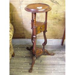 ornately carved plant stand with 2 drawers c. 2000  (16)