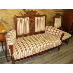 Eastlake American Walnut settee and side chair c.1860  (16)