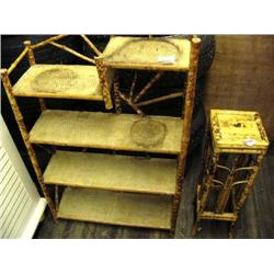 Victorian bamboo what-not shelf and plant stand  (16)