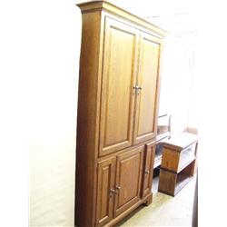 oak TV cabinet with raised beveled panels  (16)