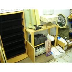 tent, fancy tiles, foot stool, small storage cabinet, etc.  (16)