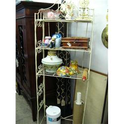 antique lamp, metal stand, anniversary clock, lots of posters in a roll, etc.  (16)