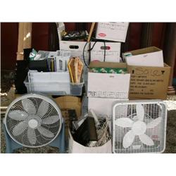 couple of fans and light bulbs and assorted office supplies and metal filing cabinet  (16)