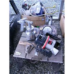 one-horsepower router, router table with another router in it, paint spray gun, and misc.  (16)