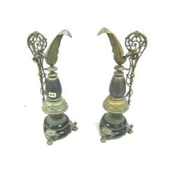 pair of bronze urns with Gone with the Wind faces and lion claw feet c.1860 (16)