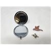 Image 2 : Compact Mirror with Lacquered Image/Flying Goose Ceramic Brooch/Cat Brooch